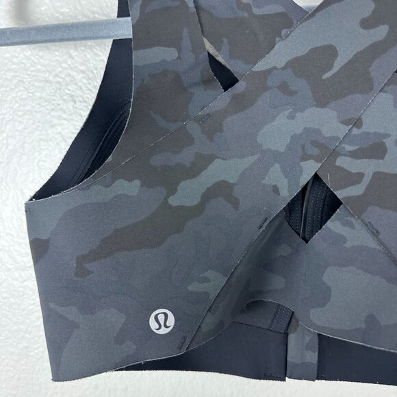 Lululemon Enlite Bra 34D Zip Front Incognito Camo Multi Grey Ultralu Athletic Ac - Picture 8 of 9